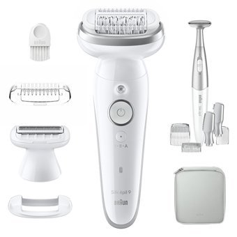 Braun Silk Epil 9 9-241 Genital Bölge Tüm Vücut Koltuk Altı Bacak İçin 4 Başlıklı Kablosuz Işıklı Epilatör Beyaz