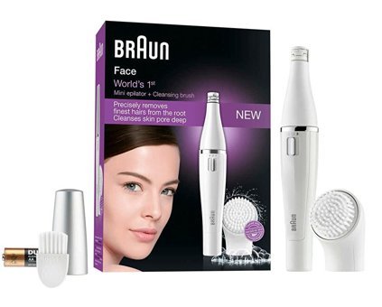 Braun FaceSpa 810 Yüz Kaş Bıyık İçin 2 Başlıklı Kablosuz Epilatör Beyaz