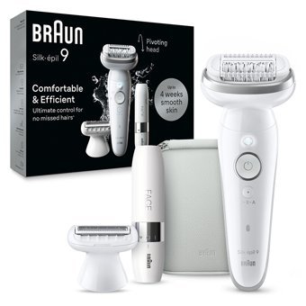 Braun Silk Epil 9 9-341 Yüz Genital Bölge Tüm Vücut Koltuk Altı İçin 40 Cımbızlı Kablosuz Epilatör Beyaz