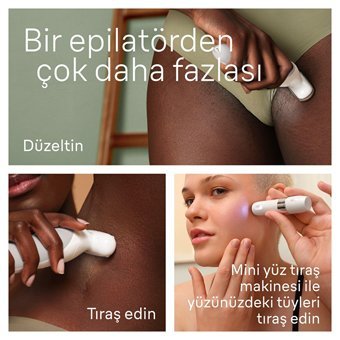 Braun Silk Epil 9 9-341 Yüz Genital Bölge Tüm Vücut Koltuk Altı İçin 40 Cımbızlı Kablosuz Epilatör Beyaz