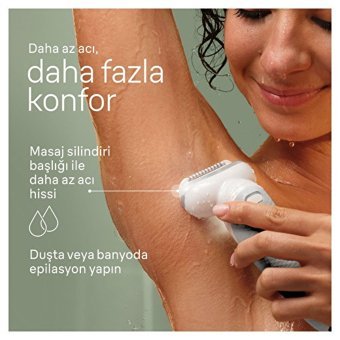 Braun Silk Epil 9 9-341 Yüz Genital Bölge Tüm Vücut Koltuk Altı İçin 40 Cımbızlı Kablosuz Epilatör Beyaz