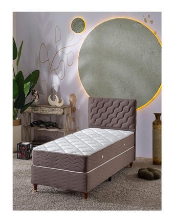 Beehanem Simge 90x190 cm Başlıklı Yataklı Sandıklı Tek Kişilik Baza Seti Kahve