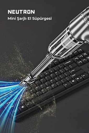 Neutron 7.4 V Torbasız Kuru Emiş Kablosuz El Tipi Mini Şarjlı Süpürge Siyah