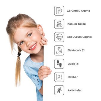 Connect GPS Silikon Kordon Dikdörtgen Sim Kartlı Çocuk Akıllı Saat Mavi