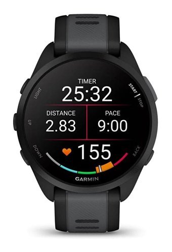 Garmin Forerunner 165 Music Su Geçirmez 43 mm Silikon Kordon Yuvarlak Unisex Akıllı Saat Gri-Siyah