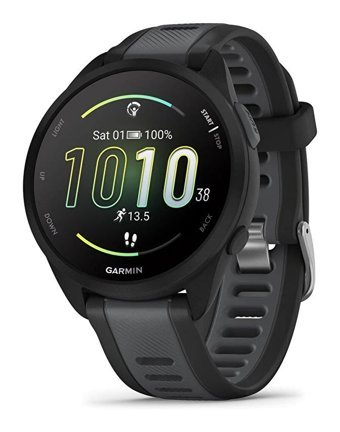 Garmin Forerunner 165 Music Su Geçirmez 43 mm Silikon Kordon Yuvarlak Unisex Akıllı Saat Gri-Siyah