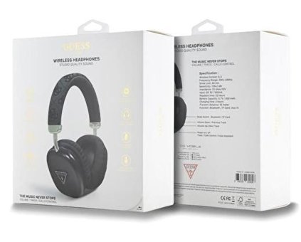 Guess Triangle Desenli 5.3 Gürültü Önleyicili Kablosuz Kulak Üstü Bluetooth Kulaklık Siyah