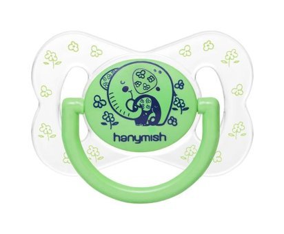 Hanymish No:2 6-18 Ay Delikli Ortodontik Kiraz Uçlu Damaklı Silikon Emzik Yeşil