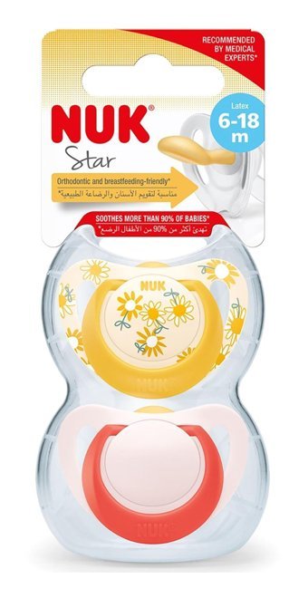 Nuk Star No:3 6-18 Ay Delikli Ortodontik Kiraz Uçlu Damaklı Kauçuk Emzik Çok Renkli