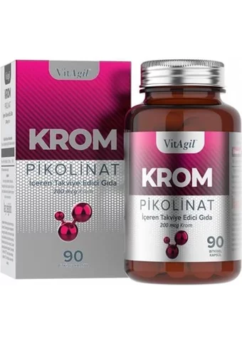 Vitagil Krom Pikolinat Aromasız Yetişkin Vitamin 90 Kapsül