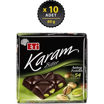 Eti Karam Antep Fıstıklı Çikolata 60 gr 10 Adet