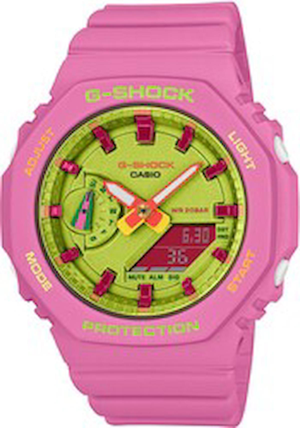 Casio GMA-S2100BS-4ADR Takvimli 43 mm Pembe Çelik Kordon Analog Erkek Kol Saati
