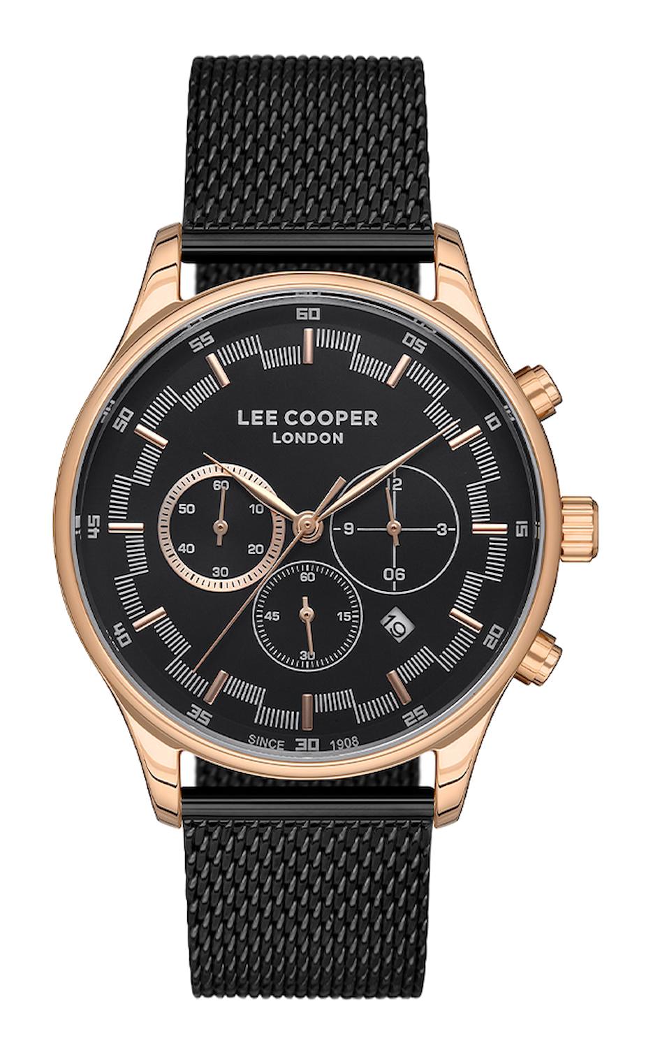 Lee Cooper LC07519.450-NM Takvimli 43 mm Siyah Çelik Kordon Analog Erkek Kol Saati
