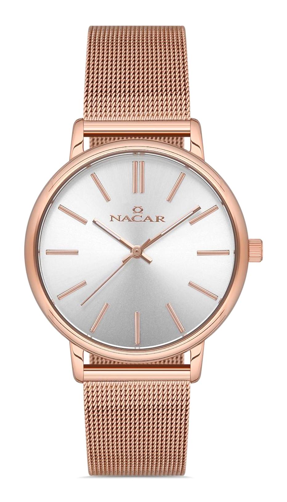 Nacar 31299186URSM Takvimli 44 mm Rose Gold Çelik Kordon Analog Kol Saati