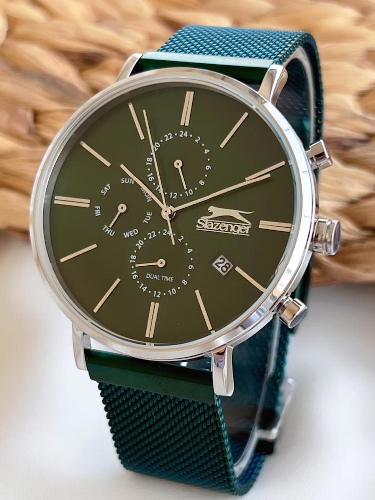 Slazenger SL.1.387 Su Geçirmez Takvimli 51-55 mm Lacivert Çelik Kordon Analog Erkek Kol Saati