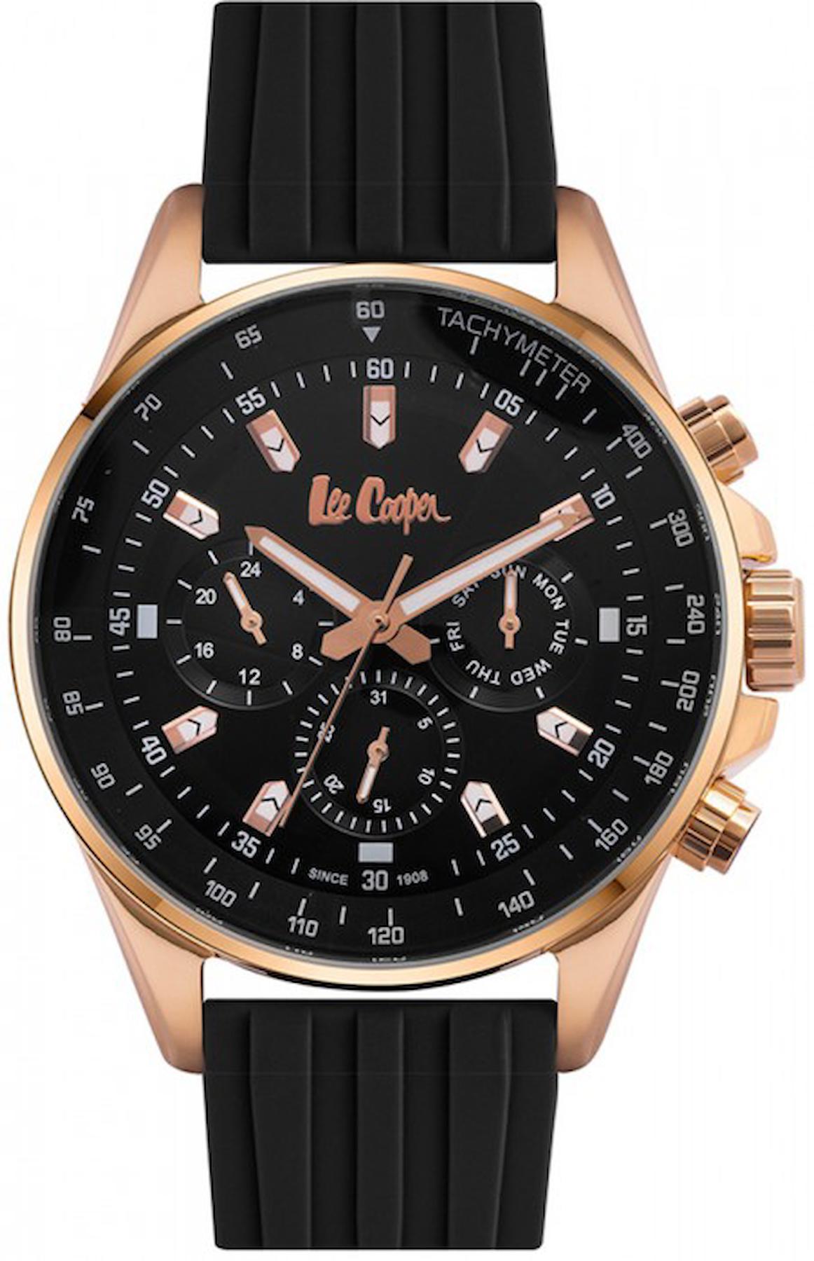 Lee Cooper LC06977.451 Takvimli 44 mm Siyah Silikon Kordon Analog Erkek Kol Saati