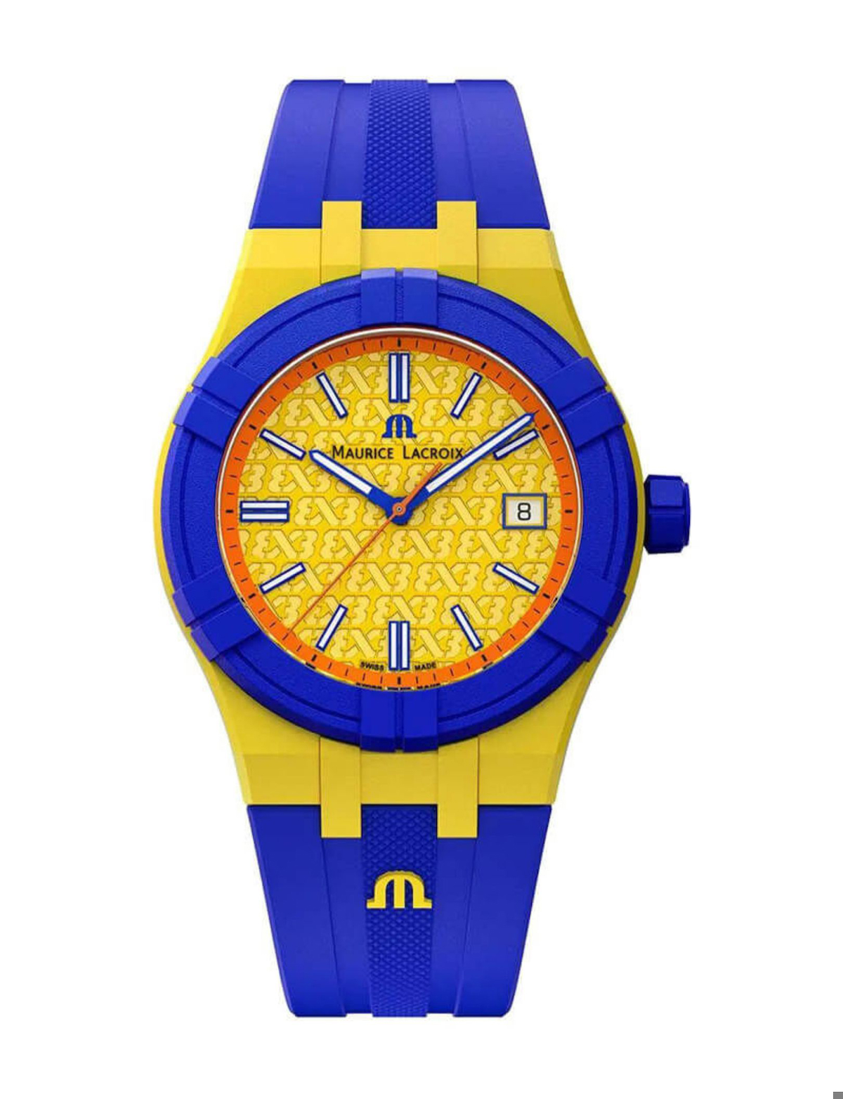 Maurice Lacroix ML-AI200868YZ8800-0 Takvimli 40 mm Lacivert Silikon Kordon Analog Kol Saati