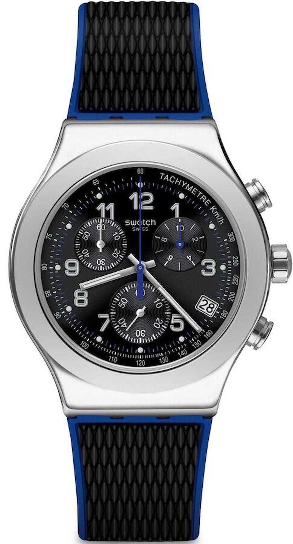 Swatch YVS451 Takvimli 44 mm Siyah Silikon Kordon Analog Erkek Kol Saati