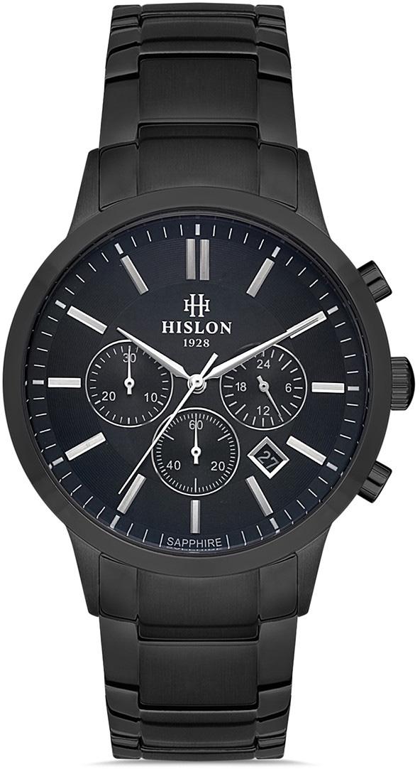 Hislon DT115B-04SB Pusulalı Takvimli 44 mm Siyah Çelik Kordon Analog Erkek Kol Saati