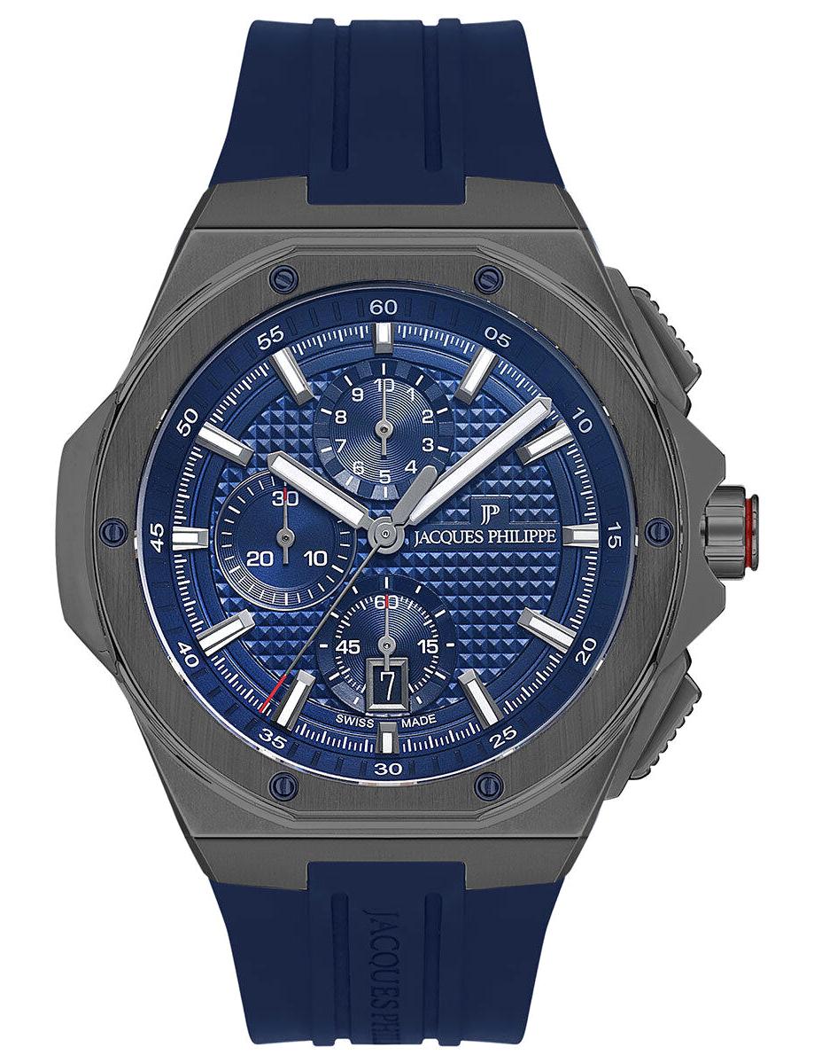 Jacques Philippe JPQGC488432 Pusulalı Takvimli 44 mm Lacivert Silikon Kordon Analog Erkek Kol Saati