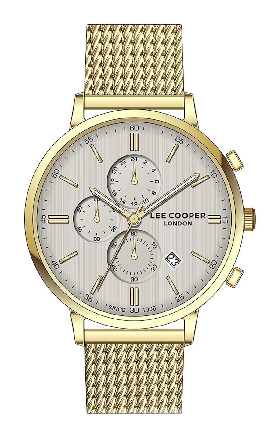 Lee Cooper LC07315.160 Takvimli Altın Çelik Kordon Analog Erkek Kol Saati