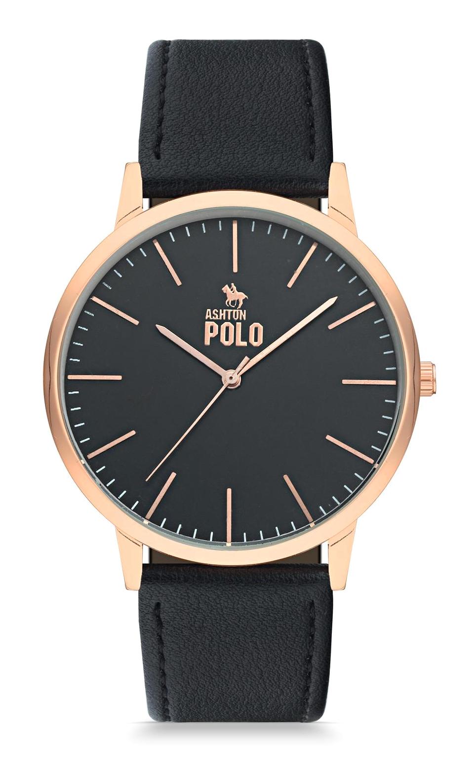 Ashton Polo ZEA21002B 44 mm Siyah Deri Kordon Analog Erkek Kol Saati