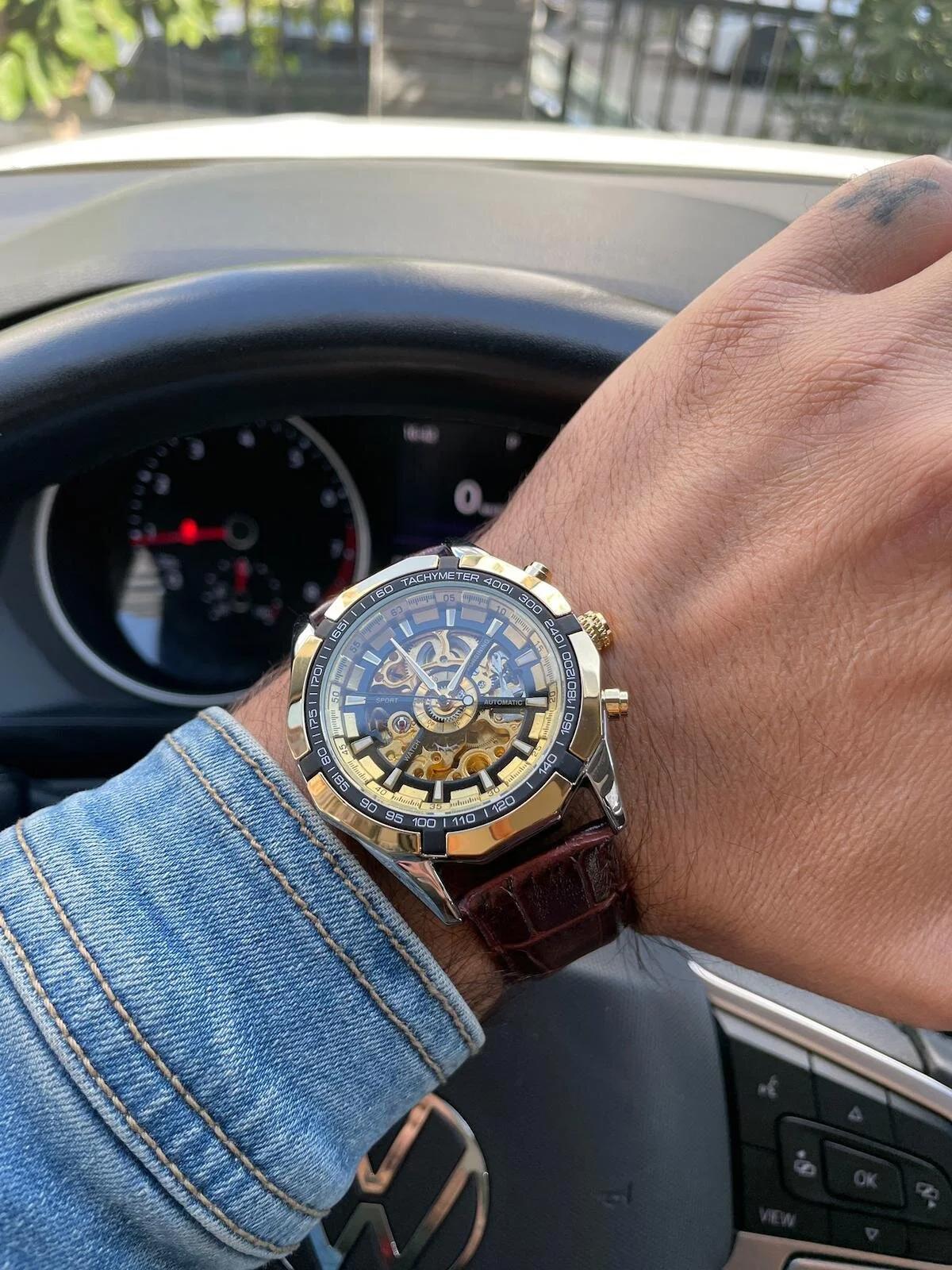 Forsining FRSNG27 44 mm Kahverengi Deri Kordon Analog Erkek Kol Saati