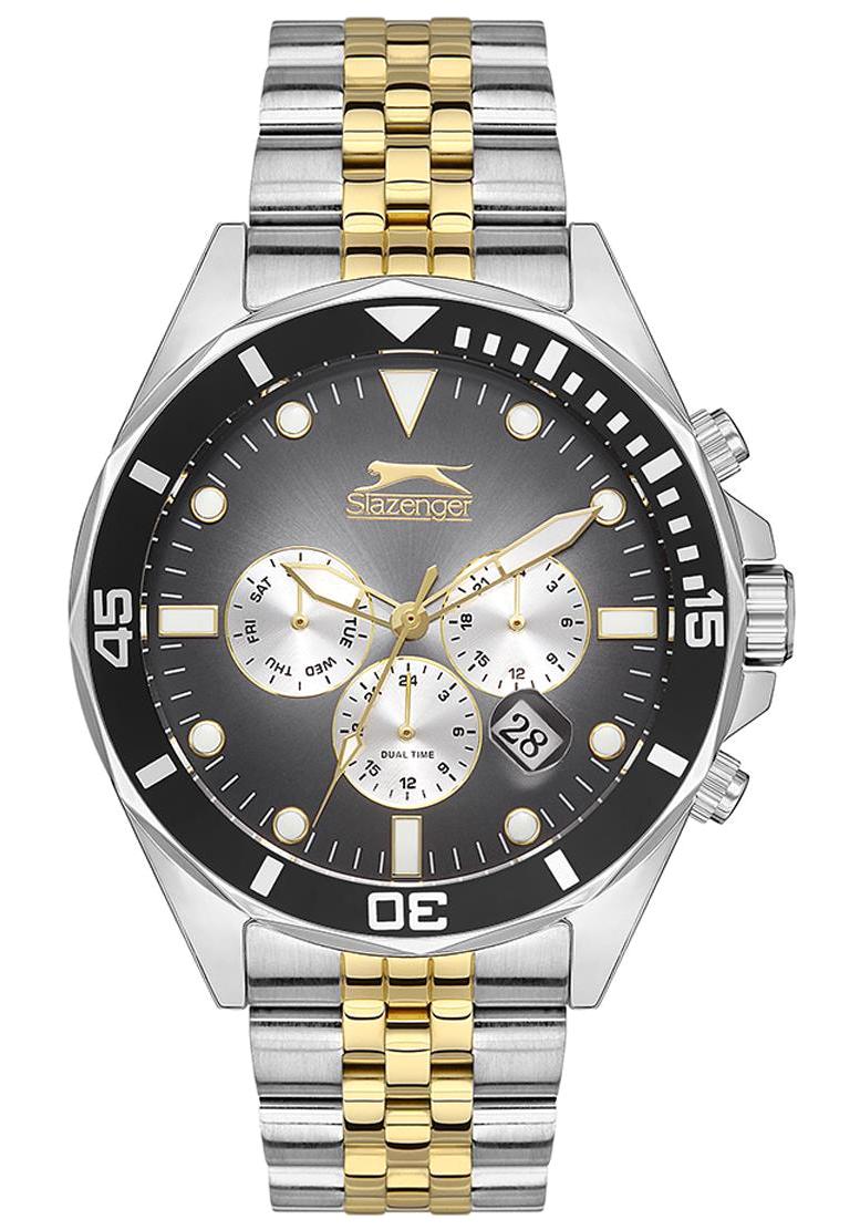 Slazenger SL.09.2130.2.02 Takvimli 45 mm Altın-Metal Kordon Analog Erkek Kol Saati