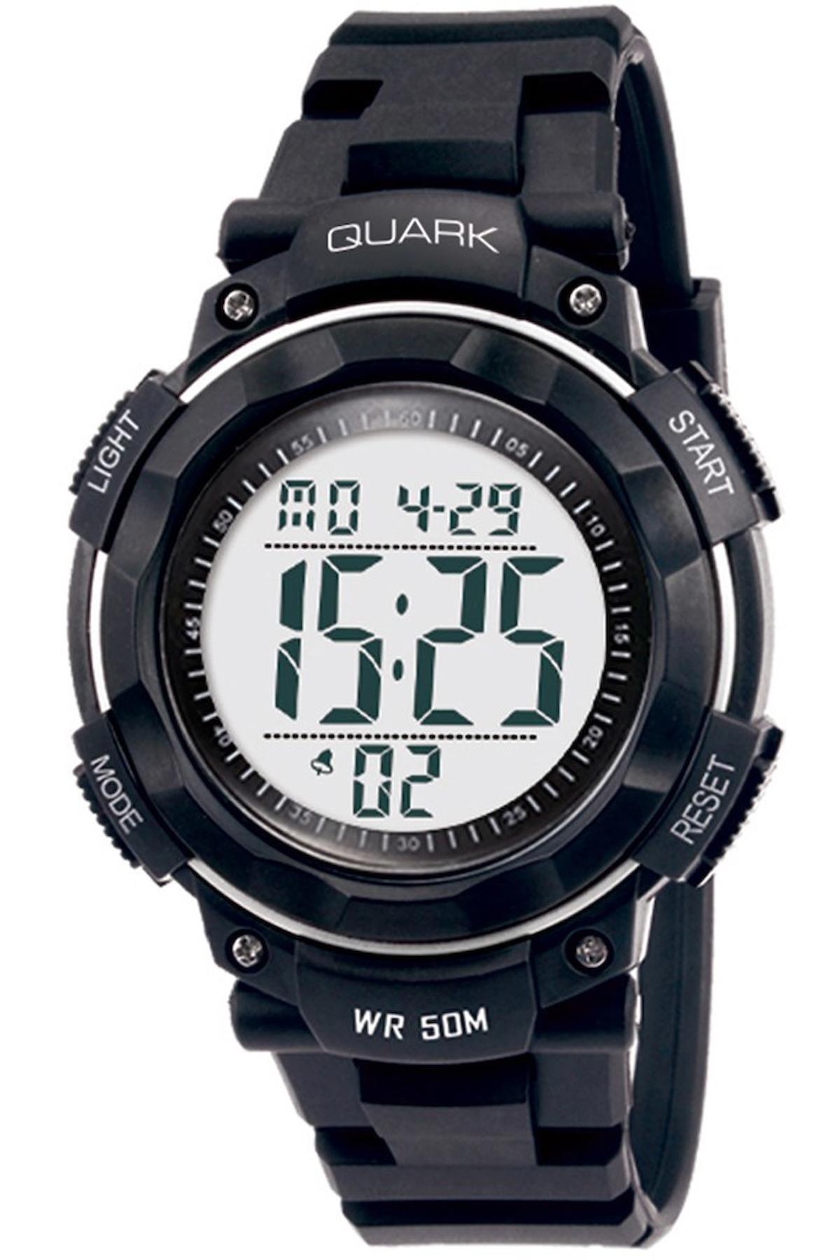 Quark QU-306G-1 Takvimli 41 mm Siyah Silikon Kordon Dijital Erkek Kol Saati