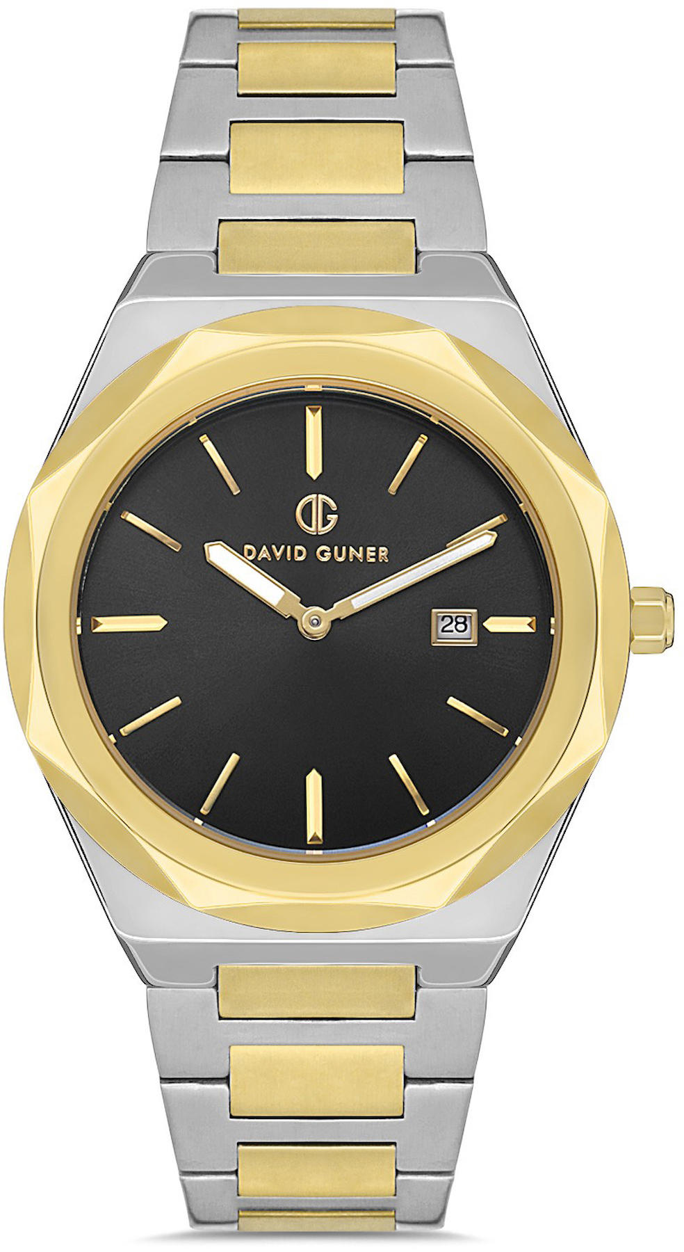 David Guner DG-8620GA-D2 Takvimli 42 mm Gri-Sarı Metal Kordon Analog Kol Saati