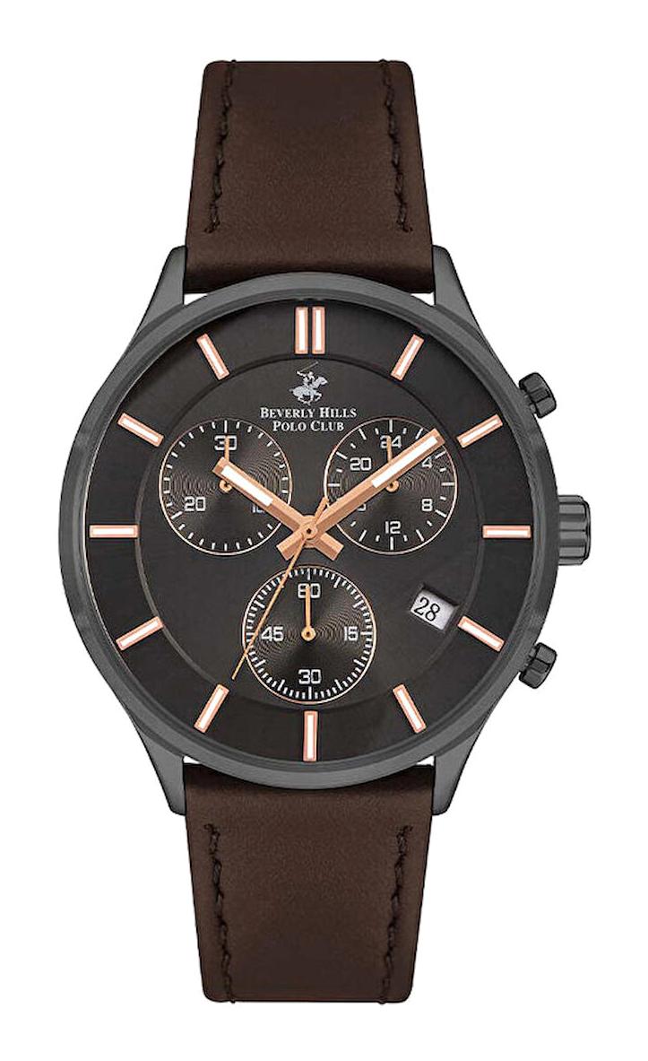 Beverly Hills Polo Club BP3280X062 Takvimli 44 mm Kahverengi Plastik Kordon Analog Erkek Kol Saati