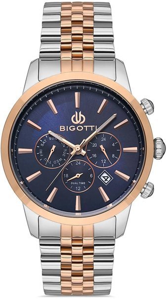 Bigotti BG.1.10318.5 Takvimli 42 mm Gri-Rose Gold Çelik Kordon Analog Kol Saati