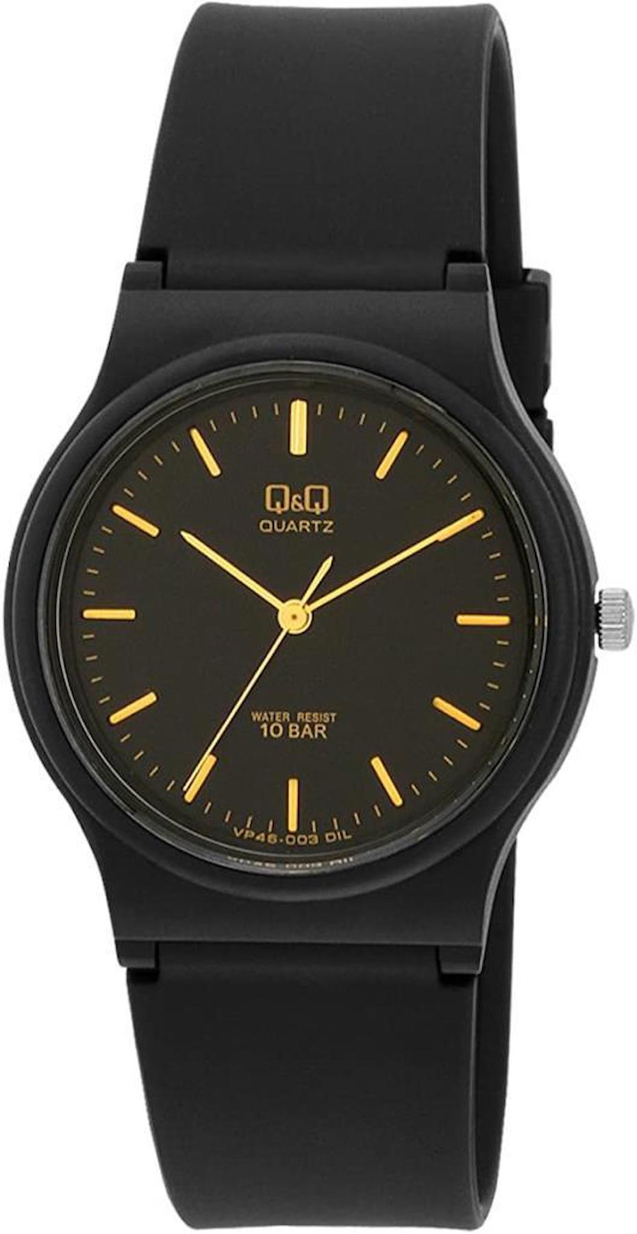 Q&Q VP46J003Y 33 mm Siyah Silikon Kordon Analog Erkek Kol Saati
