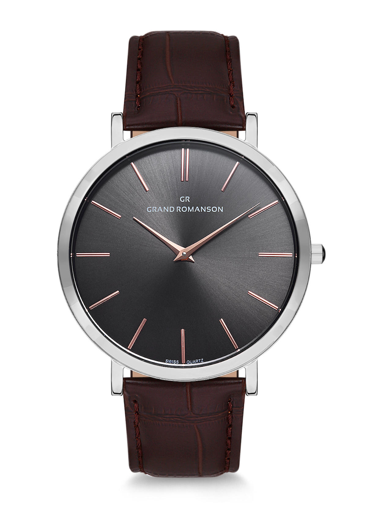 Romanson GR.1.AG1239.13 41 mm Kahverengi Deri Kordon Analog Erkek Kol Saati