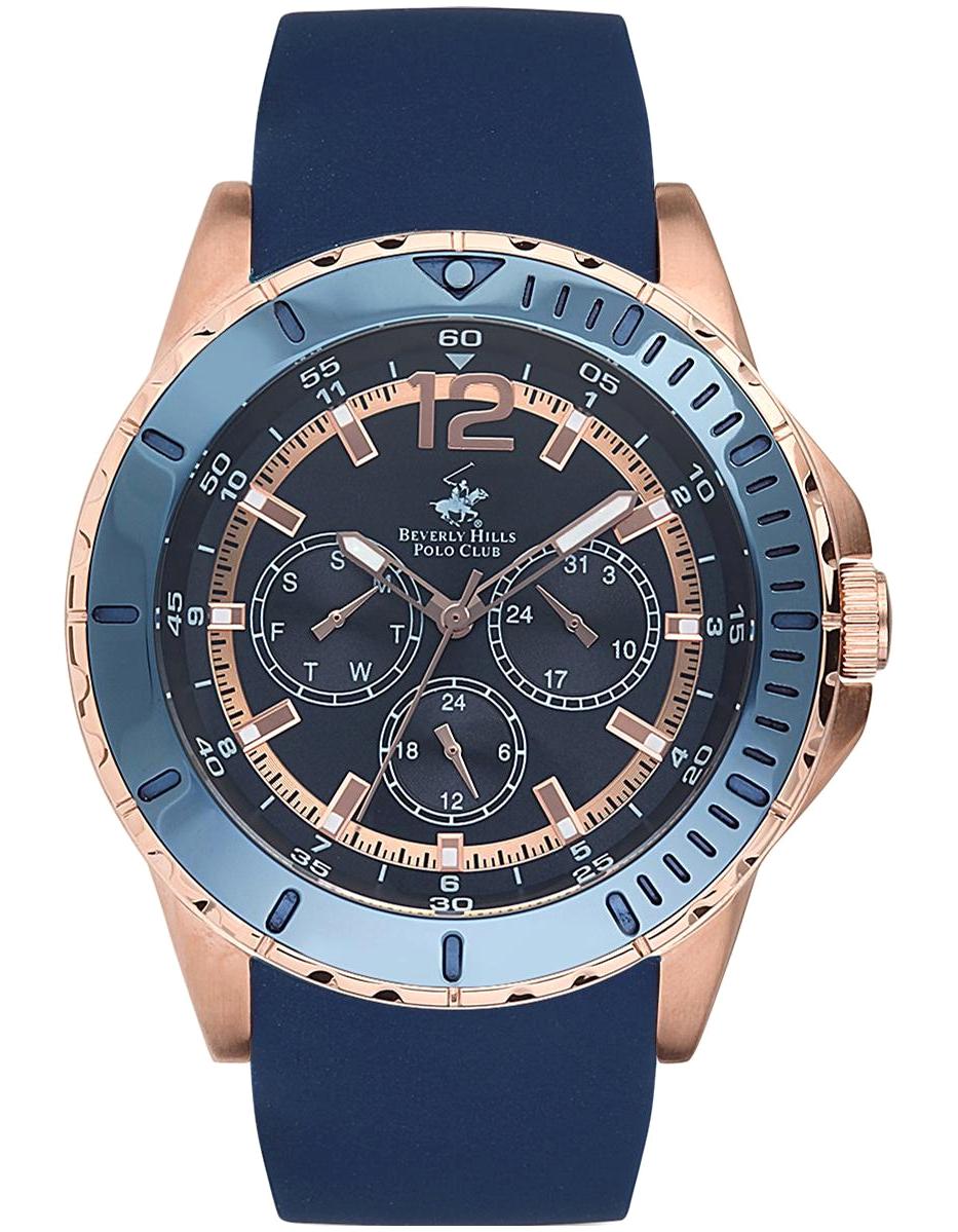 Beverly Hills Polo Club BH910604 Takvimli 46 mm Lacivert Silikon Kordon Analog Erkek Kol Saati
