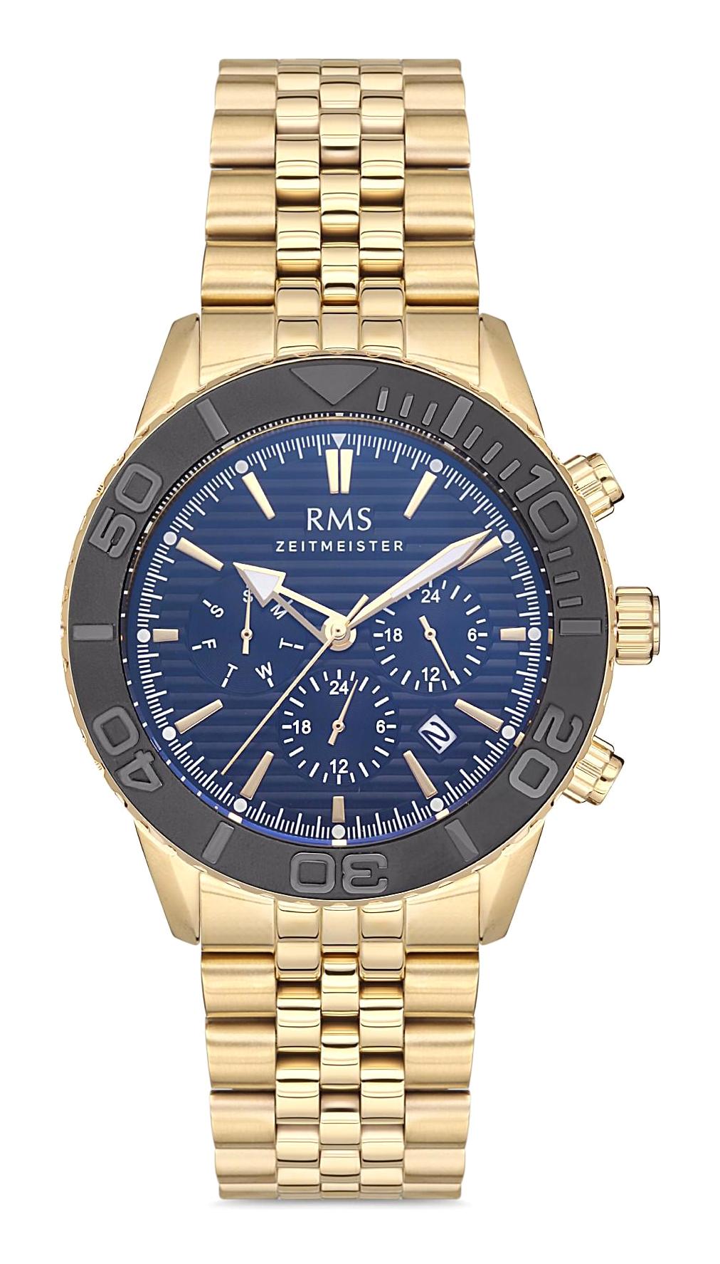 Romanson GR.1.AG1314.04 Takvimli 44 mm Altın Çelik Kordon Analog Erkek Kol Saati