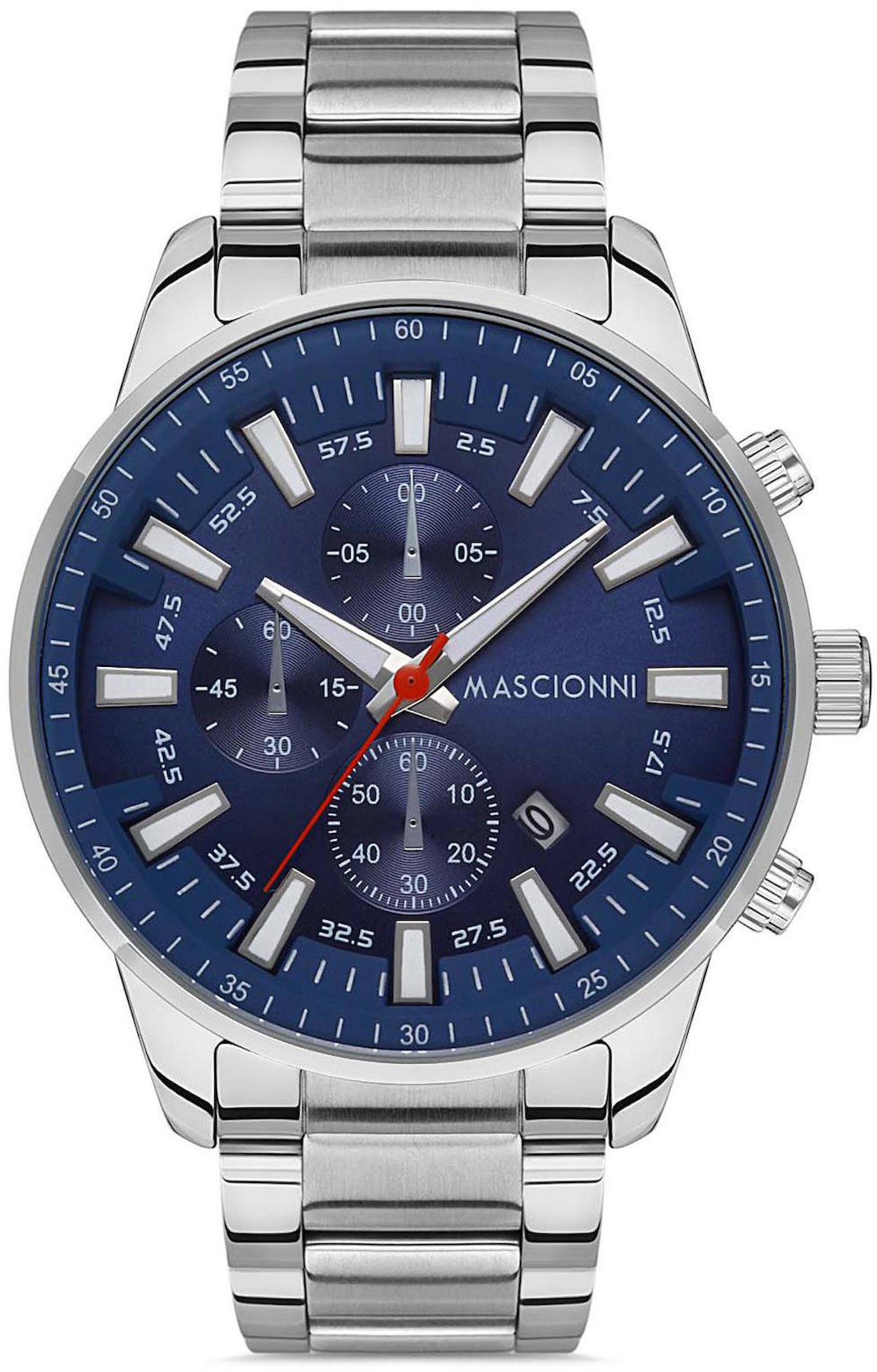 Mascionni M.1.1104A.02 Takvimli 45 mm Çelik Kordon Analog Kol Saati