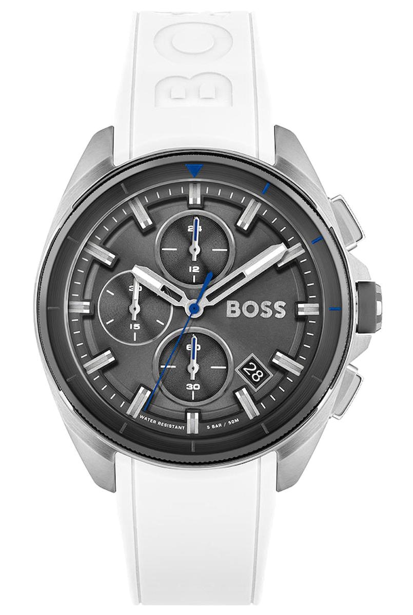 Hugo Boss HB1513948 Pusulalı Takvimli 44 mm Beyaz Plastik Kordon Analog Erkek Kol Saati