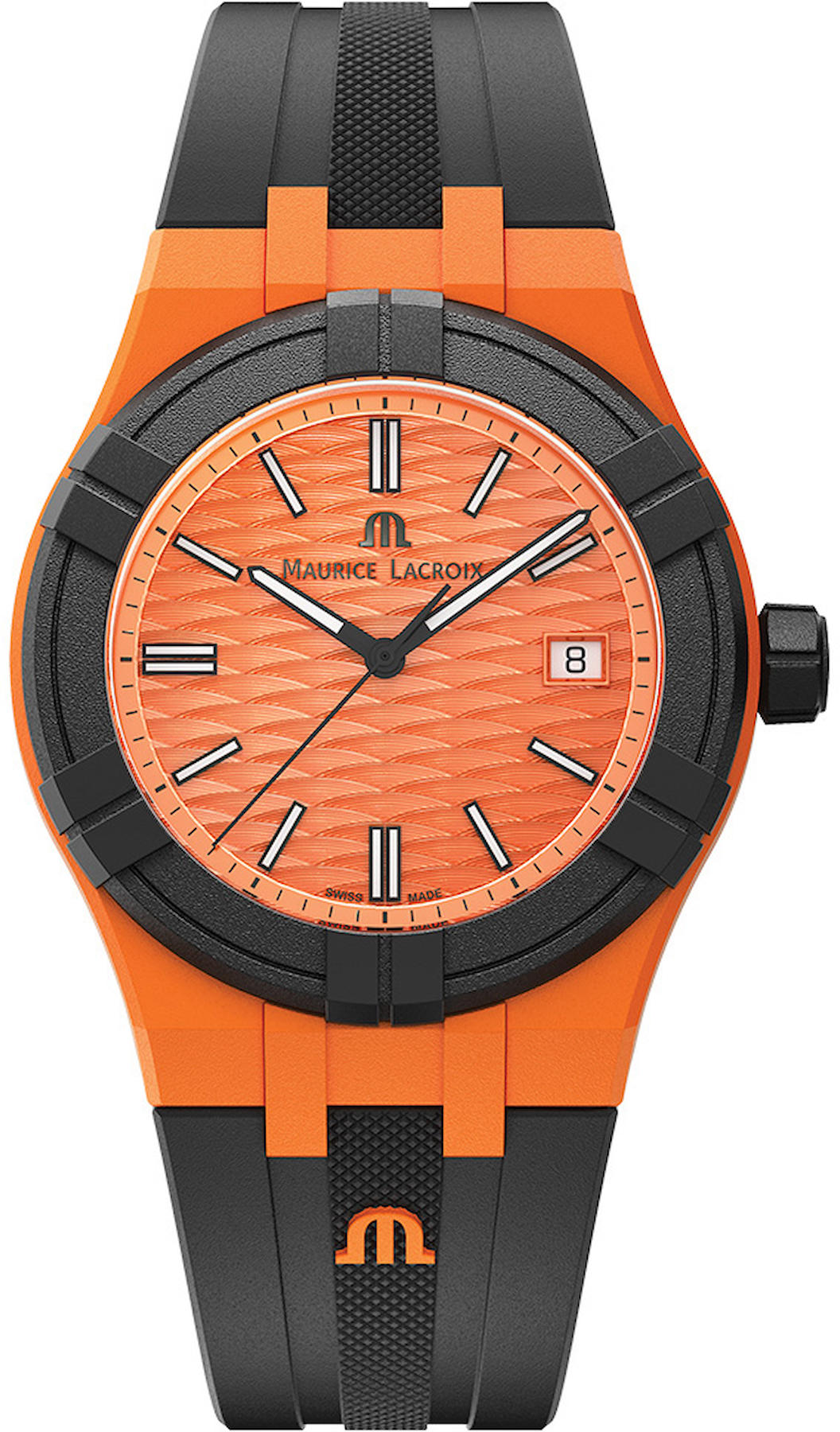 Maurice Lacroix AI2008-50050-300-0 Takvimli 40 mm Siyah Silikon Kordon Analog Kol Saati