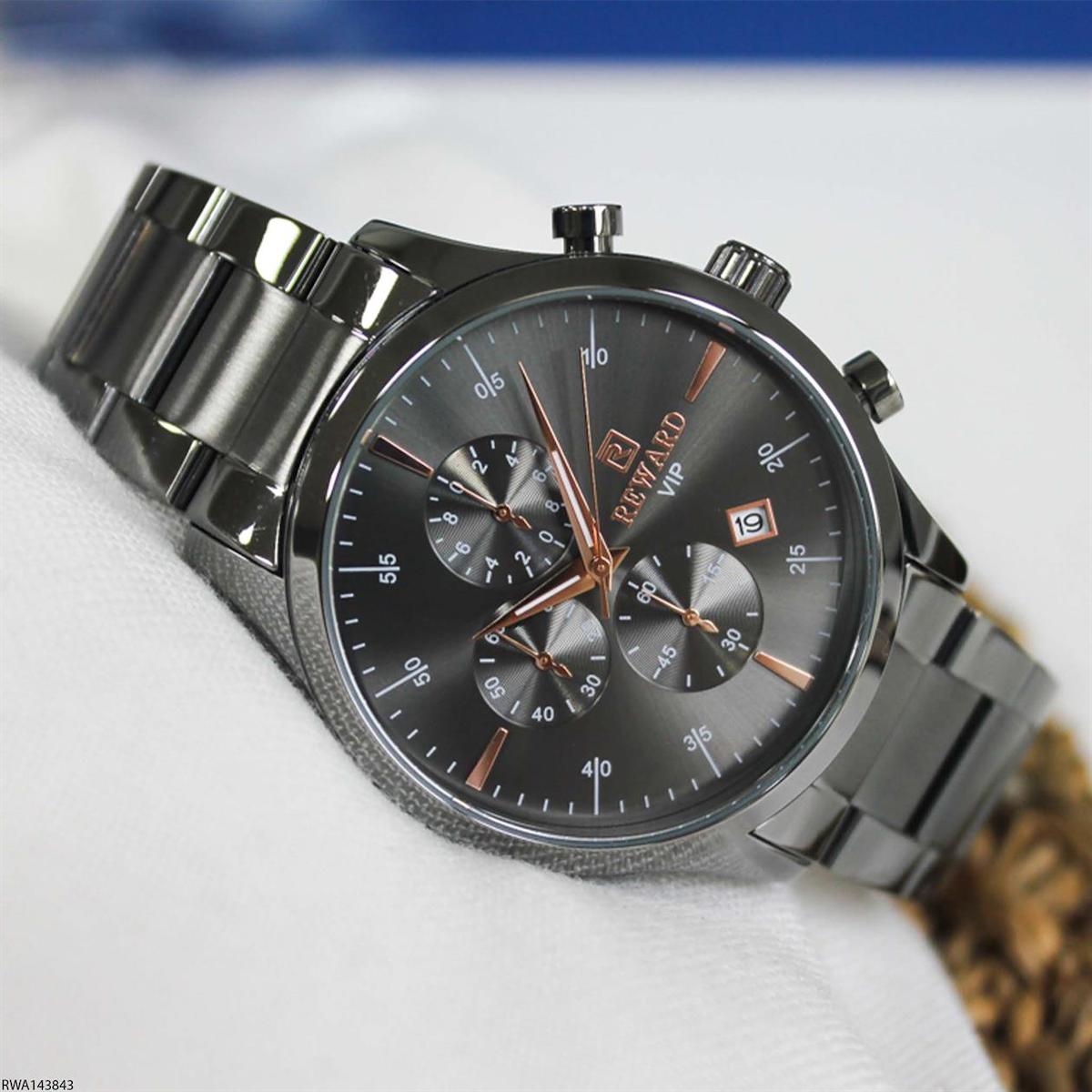 Reward RWA143843 Takvimli 44 mm Füme Çelik Kordon Analog Erkek Kol Saati