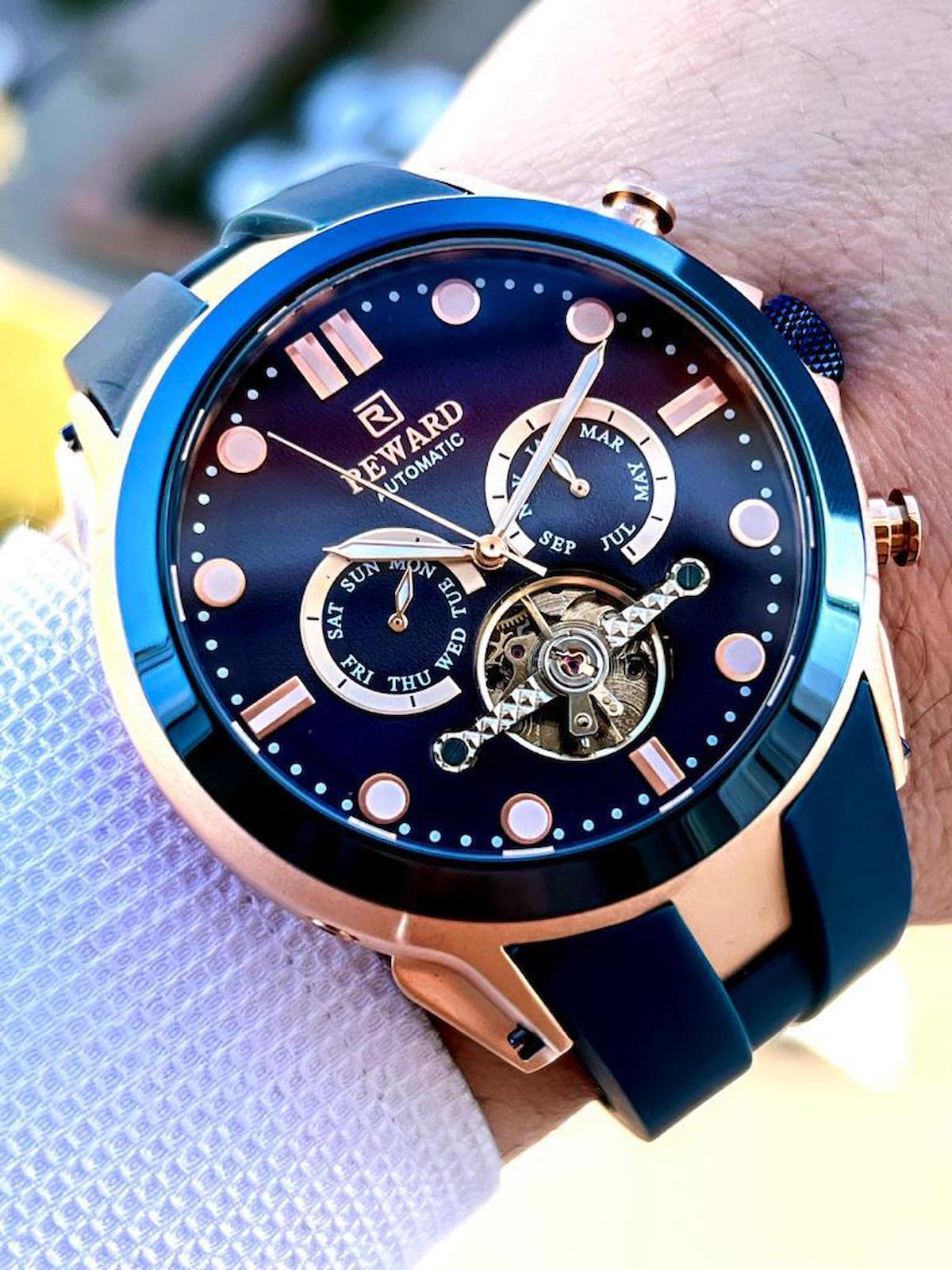 Reward EA.144953 Takvimli 45 mm Lacivert Silikon Kordon Analog Erkek Kol Saati