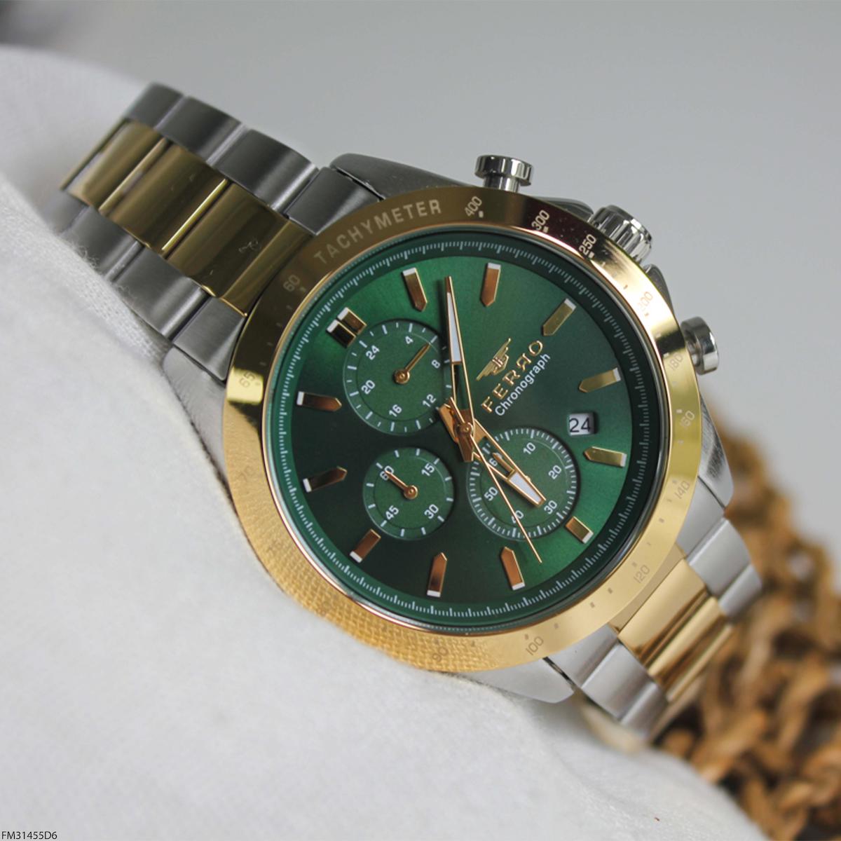 Ferro FM31455D6 Takvimli 44 mm Altın-Çelik Kordon Analog Erkek Kol Saati