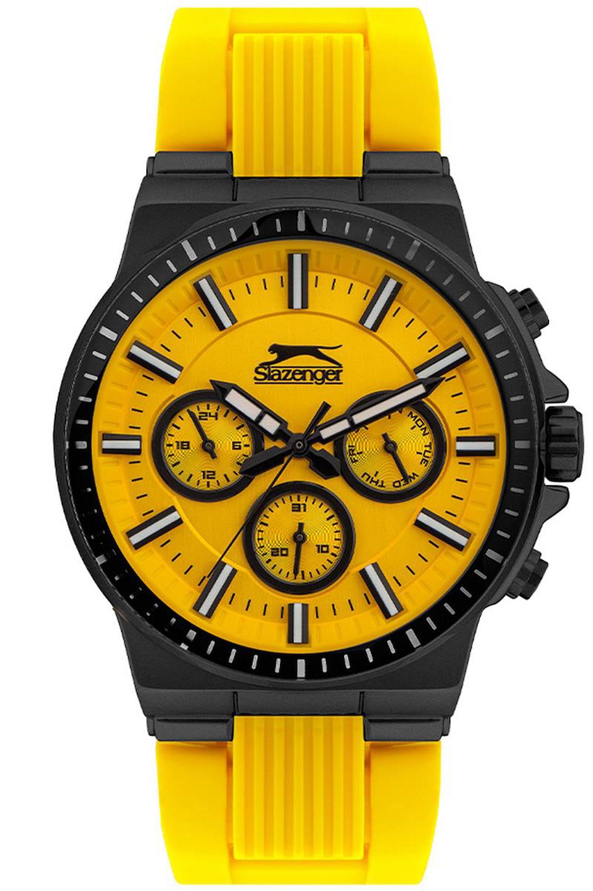 Slazenger SL.09.1833.2.07 Takvimli 41-45 mm Sarı Silikon Kordon Analog Erkek Kol Saati