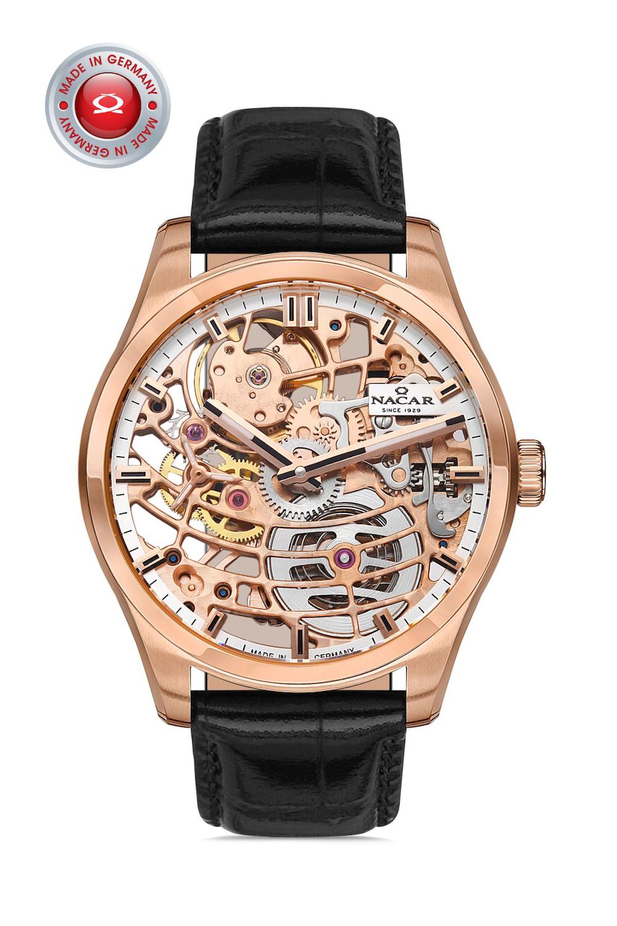 Nacar 02290627RRL1 Takvimli 44 mm Siyah Çelik Kordon Analog Kol Saati