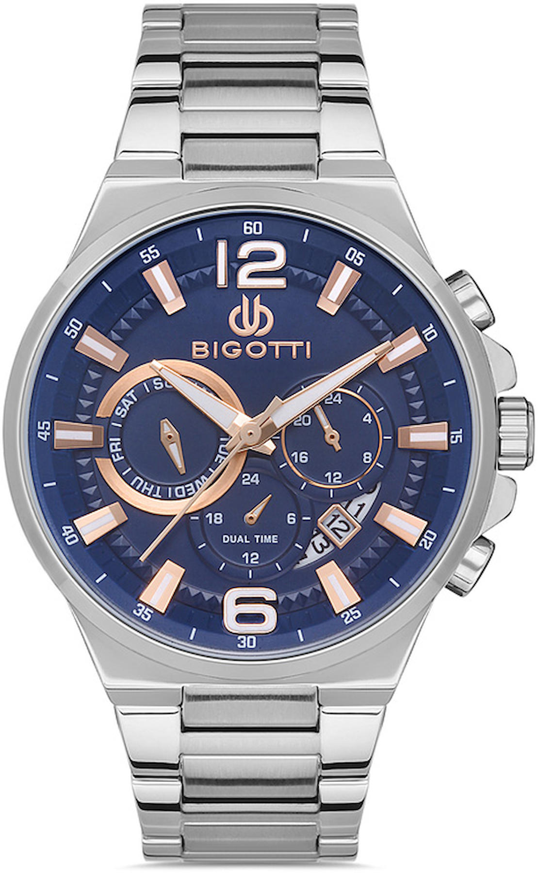 Bigotti BG.1.10408.2 Takvimli 45 mm Çelik Kordon Analog Kol Saati