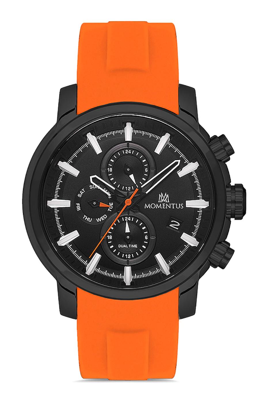 Momentus CC302B-11TS Takvimli 44 mm Turuncu Çelik Kordon Analog Erkek Kol Saati