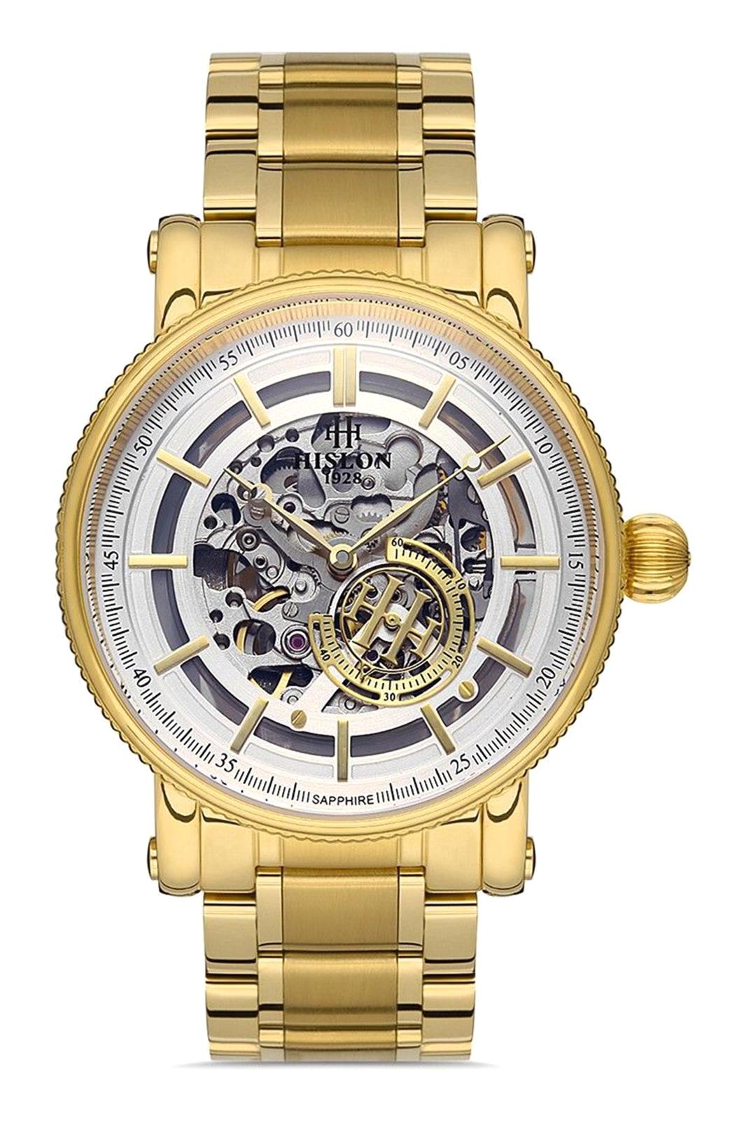 Hislon İSLON SD102G-16SG 44 mm Altın Çelik Kordon Analog Kol Saati