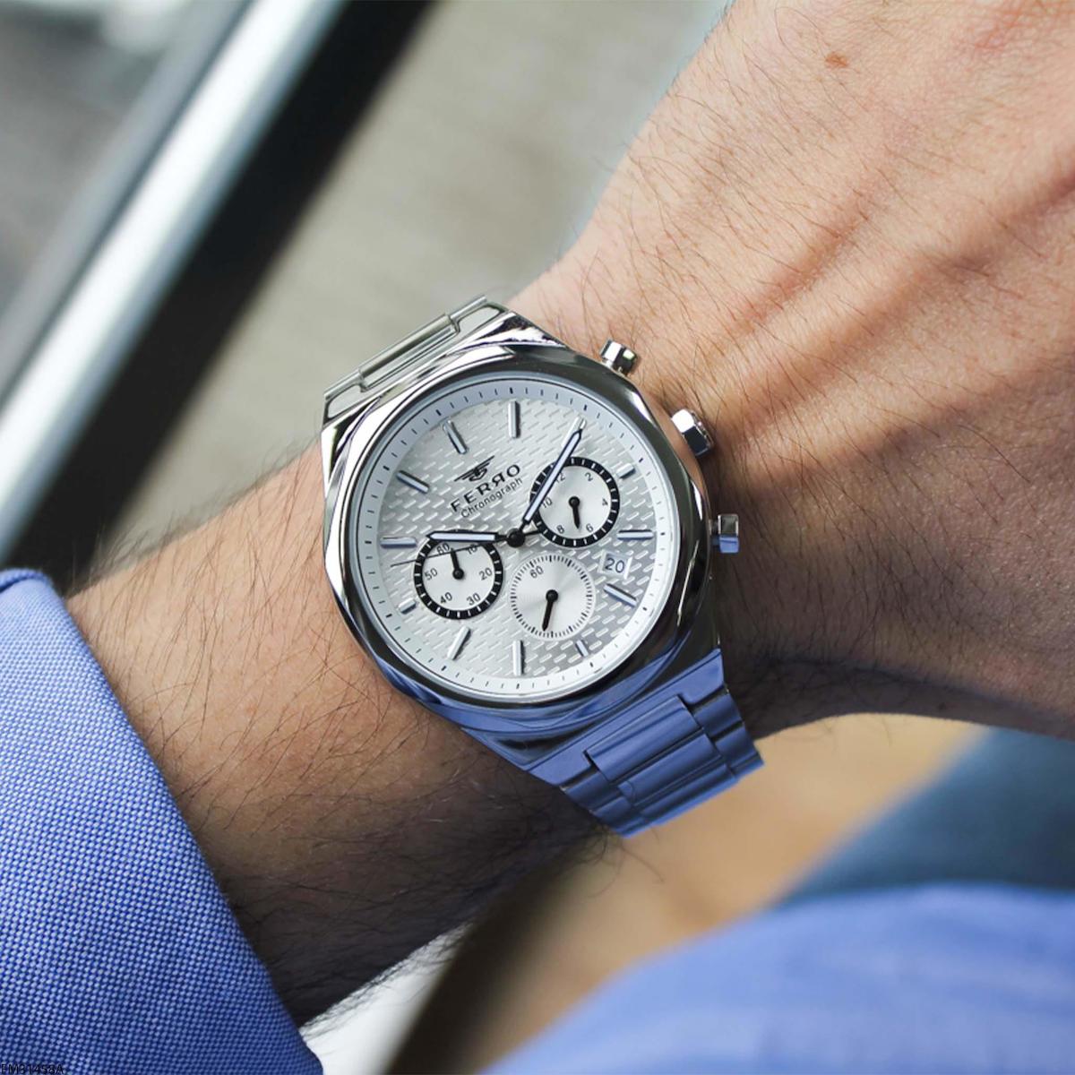 Ferro FM31458A Takvimli 45 mm Çelik Kordon Analog Erkek Kol Saati