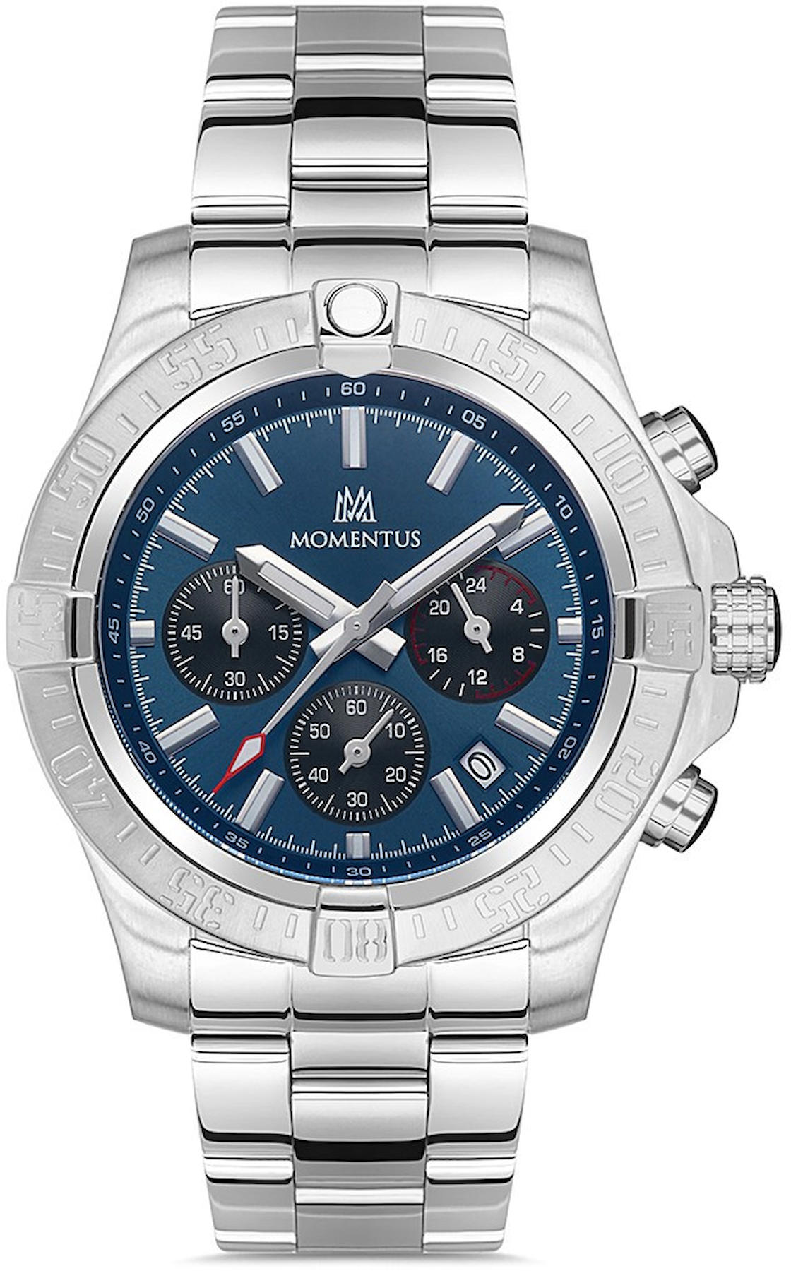 Momentus SM365S-11SS Takvimli 44 mm Çelik Kordon Analog Erkek Kol Saati