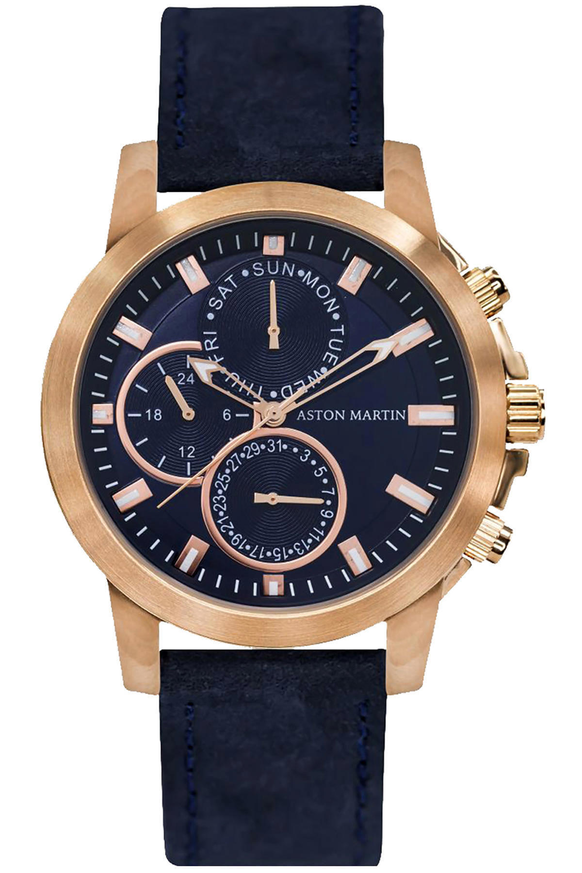 Aston Martin AS204-RUU Takvimli 43 mm Lacivert Deri Kordon Analog Erkek Kol Saati